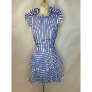Elliatt Blue and White Striped Ruffle Two-Piece Set - Size Small